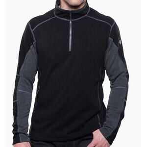 Kuhl Revel 1/4 Zip Long Sleeve Pullover Sweatshirt Sweater Black Steel Size XXL